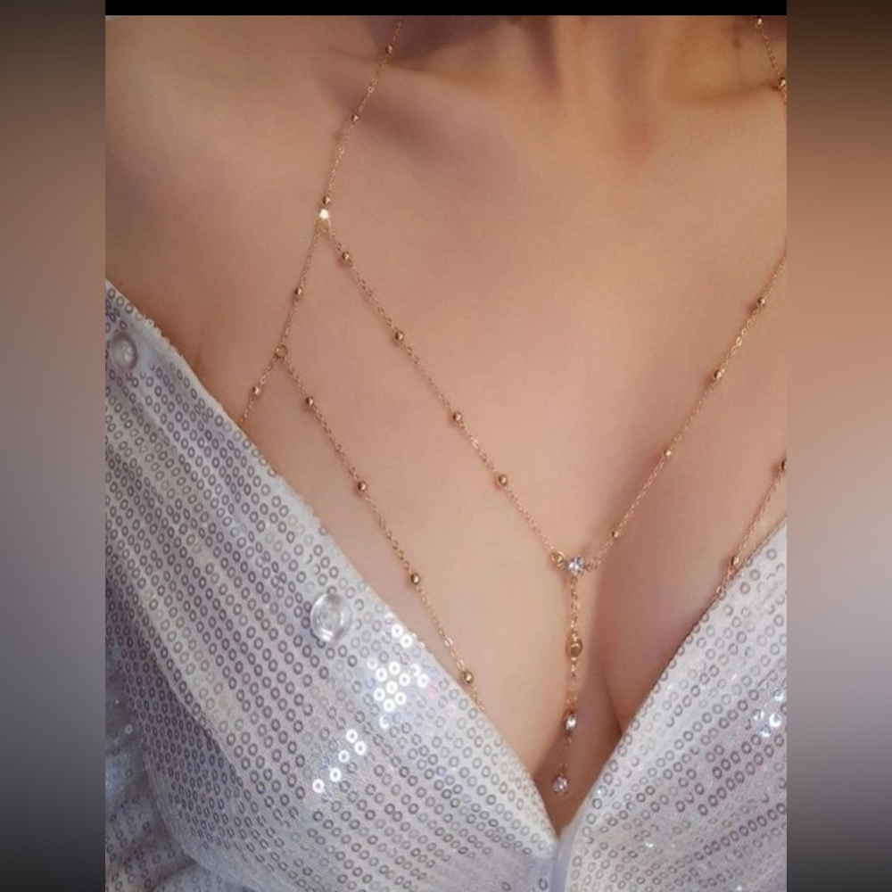 1pc Exquisite Rhinestone & Bead Decor Body Chain For Women For Spring - Picture 13 of 15